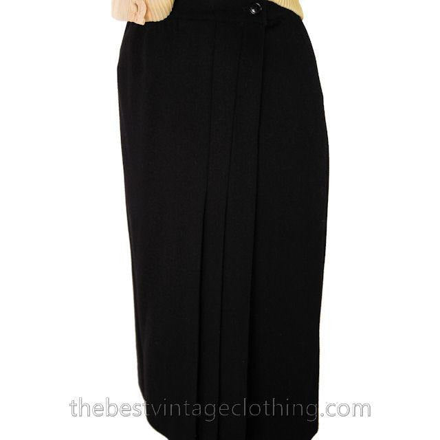 Vintage Black Wool Wrap Skirt Ruth Brooks 28 Waist Classic Women's,New Arrivals The Best Vintage Clothing