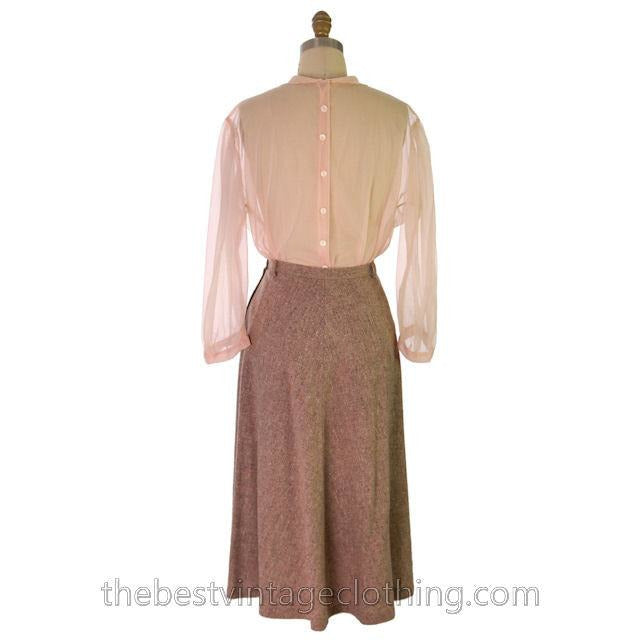 Vintage 1940s Skirt Taupe Wool Tweed A Line Retay Cool Pockets 28 Waist Women's,New Arrivals The Best Vintage Clothing