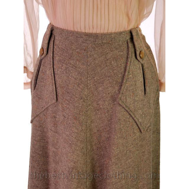 Vintage 1940s Skirt Taupe Wool Tweed A Line Retay Cool Pockets 28 Waist Women's,New Arrivals The Best Vintage Clothing