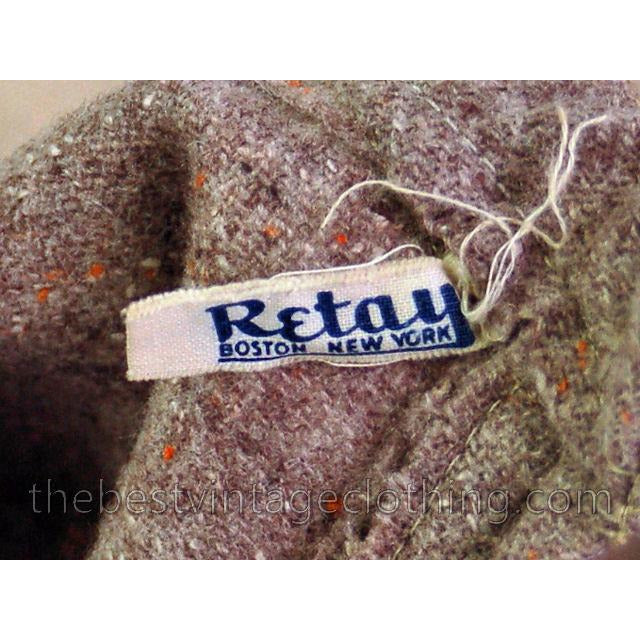 Vintage 1940s Skirt Taupe Wool Tweed A Line Retay Cool Pockets 28 Waist Women's,New Arrivals The Best Vintage Clothing