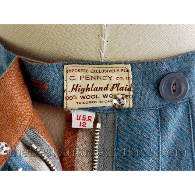 Vintage Skirt Wool Reversible Highland Plaid NOS JC Penneys 1950s 26 Waist Women's,New Arrivals Penneys