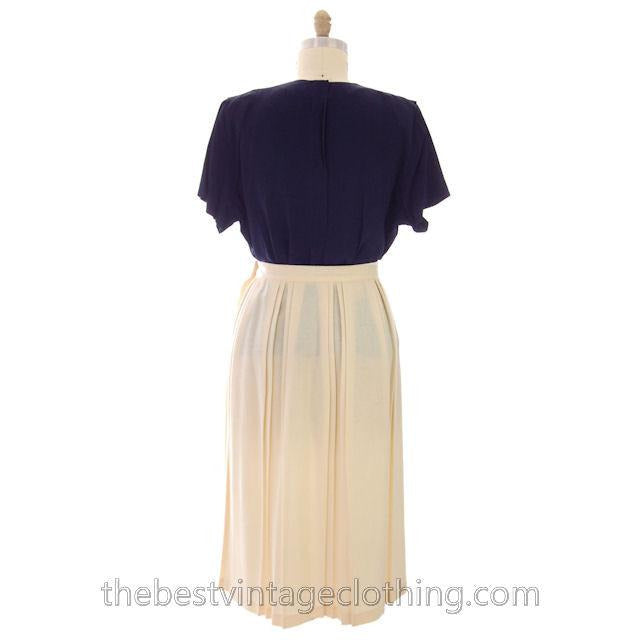 Vintge Navy Blue Rayon White Beaded Blouse 1940s Morlove Large -XL Women's,New Arrivals Morlove