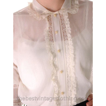 Vintage Sheer Nylon White Blouse Tailorcraft 1940s Small Nice Details Women's,New Arrivals The Best Vintage Clothing