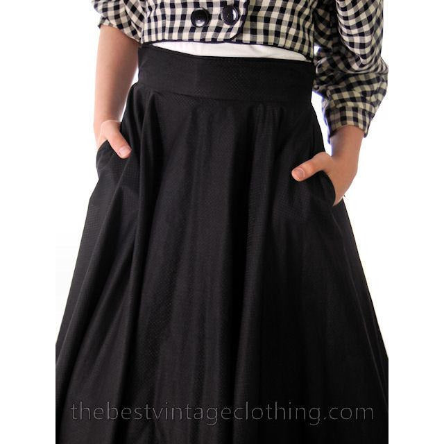 Vintage Freshy Circle Skirt 1950s Polished Textured Cotton 27-30 Waist Women's,New Arrivals vendor-unknown