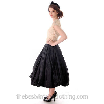 Vintage 1950s Black Pleated Taffeta Bubble Skirt Small 25 Waist - The Best Vintage Clothing
 - 1