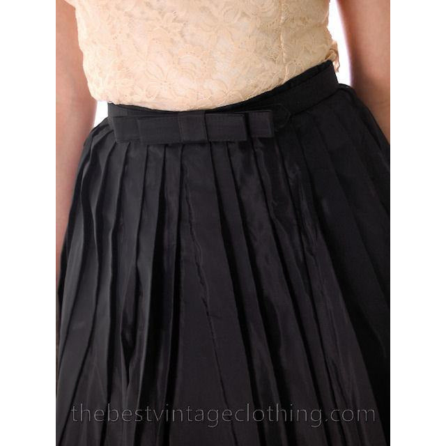 Vintage 1950s Black Pleated Taffeta Bubble Skirt Small 25 Waist Women's,New Arrivals The Best Vintage Clothing