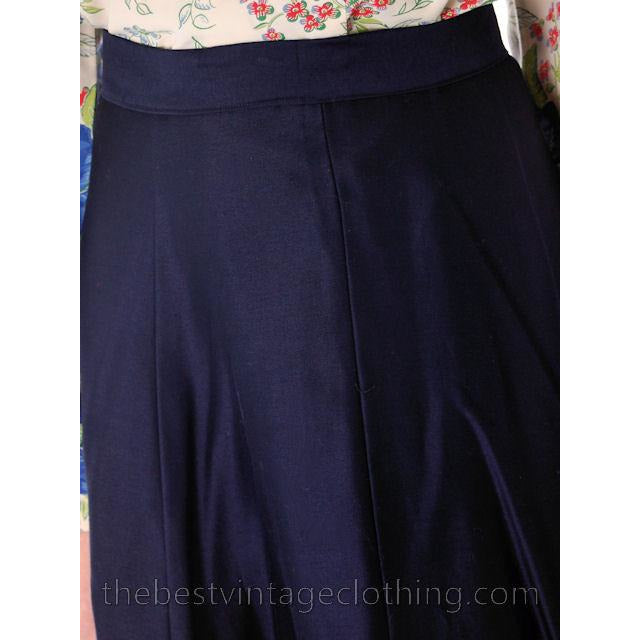 Vintage 1950s Skirt Navy Blue Fullish Courteena Small 26 Waist Women's,New Arrivals The Best Vintage Clothing