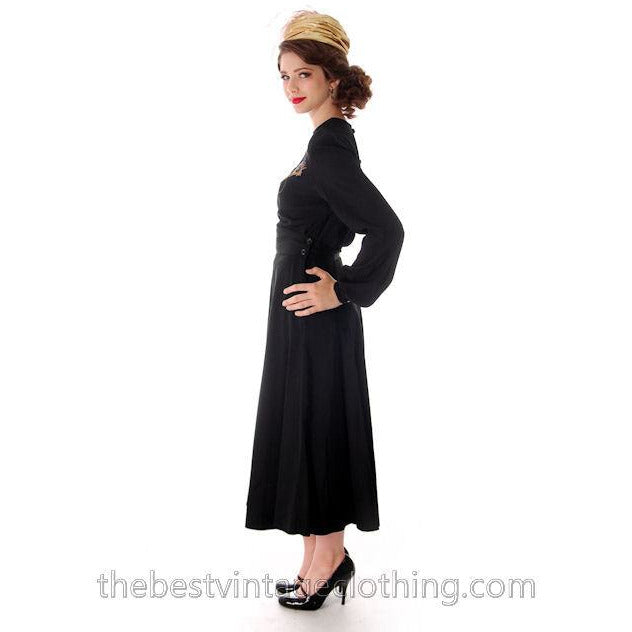 Vintage 1940s Black Rayon Faille Skirt High Waist Wide Waistband 26" Women's,New Arrivals The Best Vintage Clothing