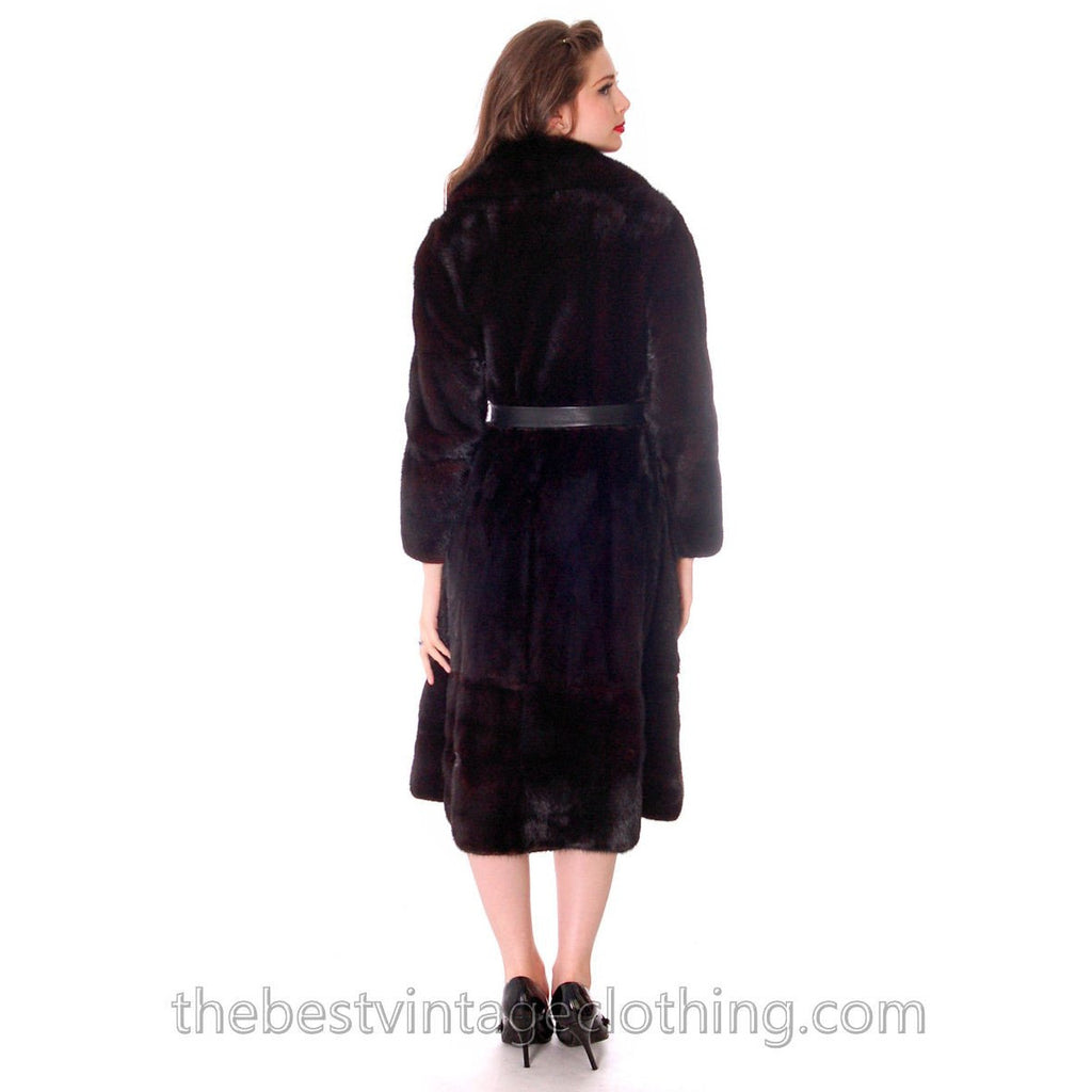 Womens FUR Coat Black Ranch Mink Trench Coat Zip Off Bottom Makes Stole 1970s The Best Vintage Clothing