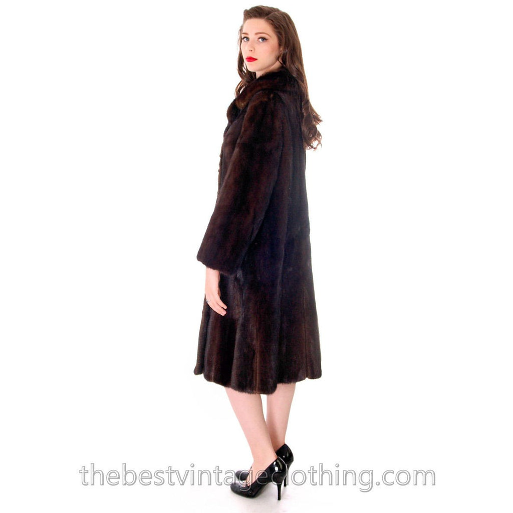 Womens S/M Genuine Saga Mink Vintage Fur Coat TOP QUALITY Dark Brown Luxury coats The Best Vintage Clothing