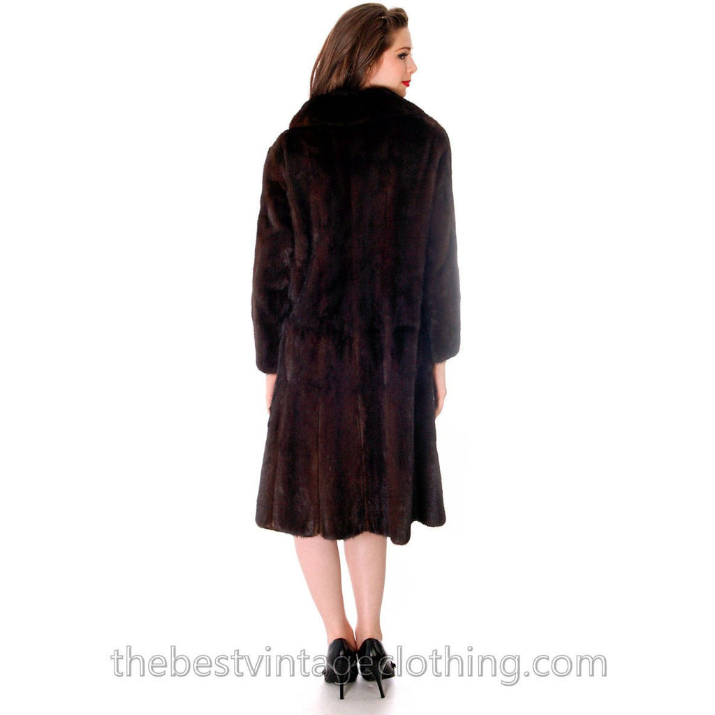 Womens S/M Genuine Saga Mink Vintage Fur Coat TOP QUALITY Dark Brown Luxury coats The Best Vintage Clothing