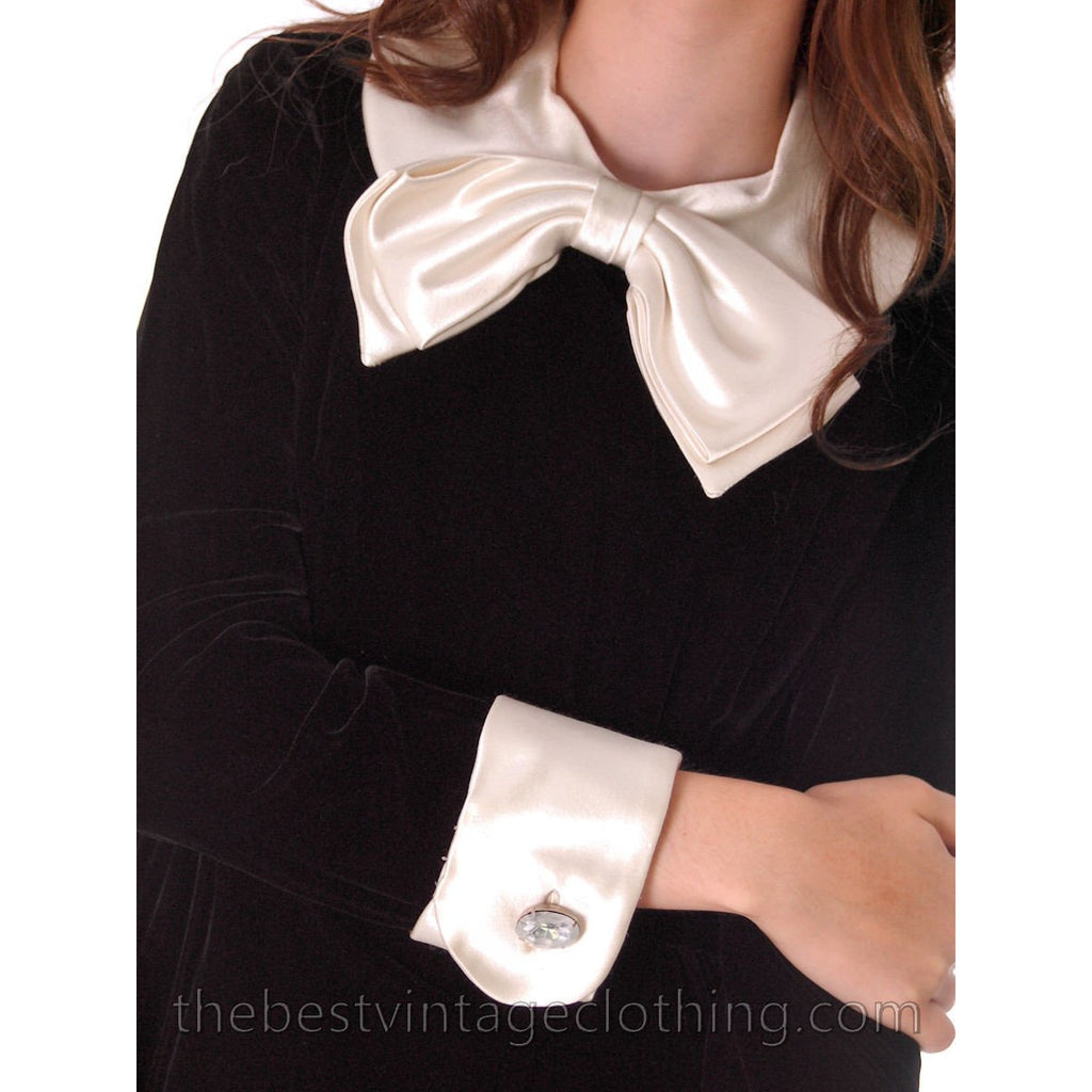 Vintage 1960s Black Dress Velvet Jeunesse Satin Collar Cocktail Gown Sz 8 The Best Vintage Clothing