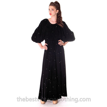 Stunning 1970s Vuokko Suomi Finland Black  Velvet Gown Diamond Pattern 1930s Style S-L - The Best Vintage Clothing
 - 1