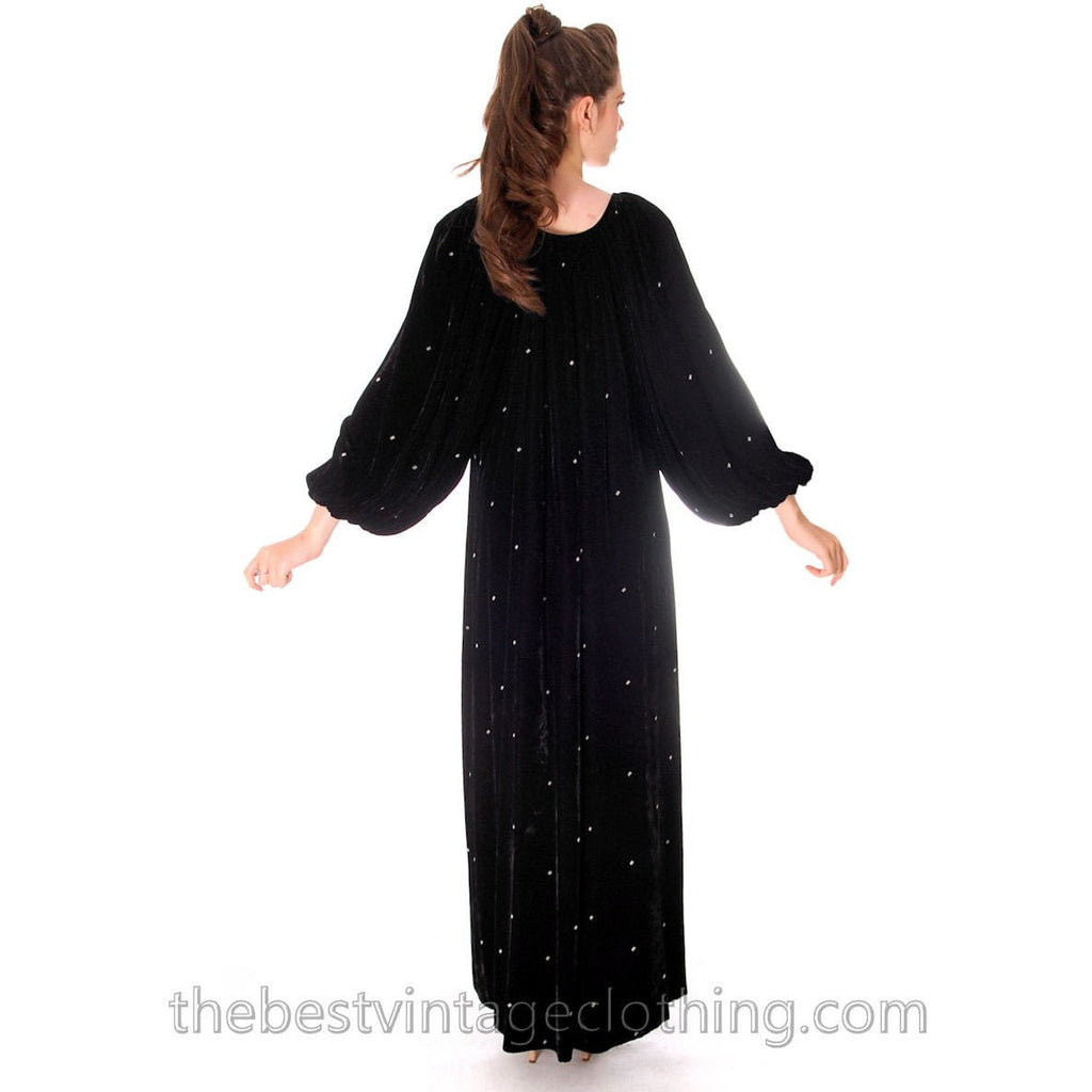 Stunning 1970s Vuokko Suomi Finland Black Velvet Gown Diamond Pattern 1930s Style S-L marimekko Vuokko
