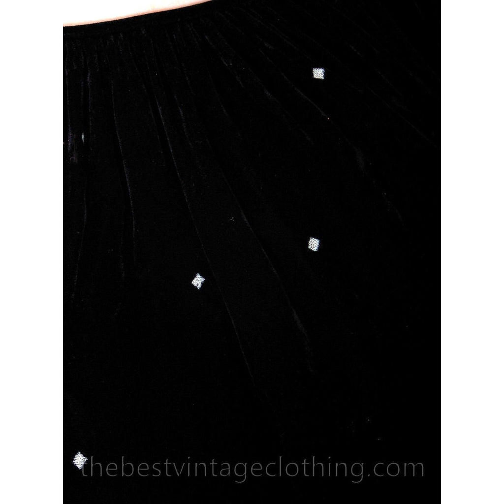 Stunning 1970s Vuokko Suomi Finland Black Velvet Gown Diamond Pattern 1930s Style S-L marimekko Vuokko