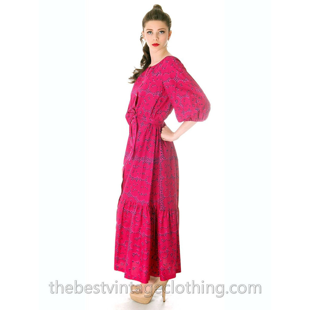 Rare Marimekko Rakkauskirje Love Letter Tarha Pattern Fuchsia Pink NOS Annika Rimala Vintage Maxi Dress 42/14 marimekko The Best Vintage Clothing