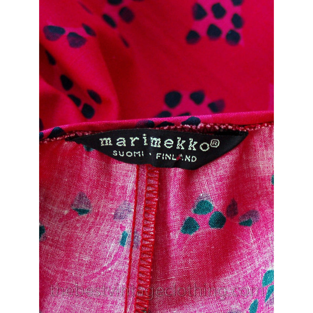 Rare Marimekko Love Letter Rakkauskirje Tarha Pattern Fuchsia Pink Annika Rimala Vintage Maxi Dress S-M 1970s-80s marimekko The Best Vintage Clothing