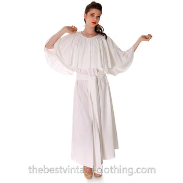 Fab Vintage Vuokko Designer Angel Gown White Cotton Wedding Tent Dress W Belt XS - The Best Vintage Clothing
 - 1