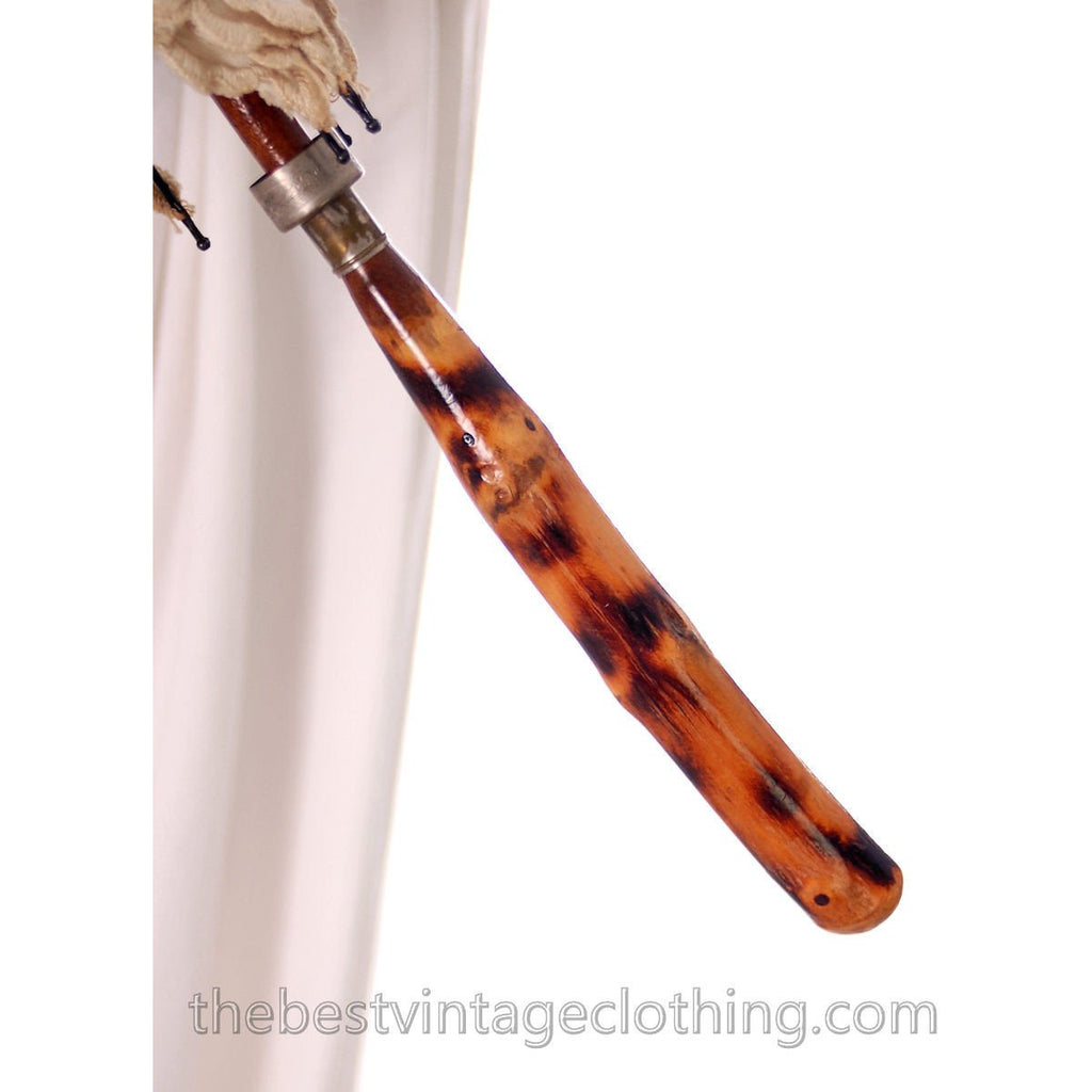 Antique Parasol White Linen Eyelet Victorian Bamboo Handle Excellent Condition parasol The Best Vintage Clothing