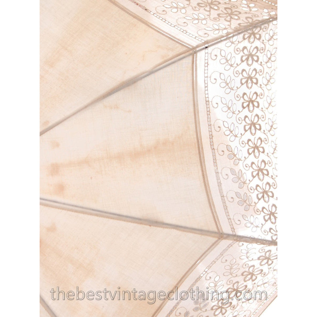 Antique Parasol White Eyelet Burled Light Wood Handle 1880s Victorian parasol The Best Vintage Clothing