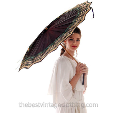 Vintage Umbrella Parasol 1940s WW2 Wooden Horse Head Handle - The Best Vintage Clothing
