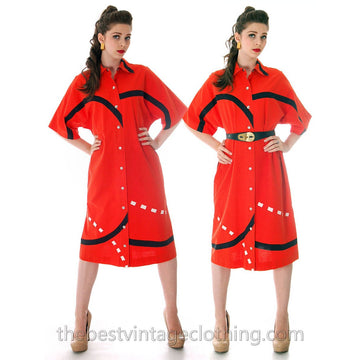 Vintage Marimekko Shirt Dress Bold Print 1976 Orange & Black Cotton Sz Pentti Rinta marimekko The Best Vintage Clothing