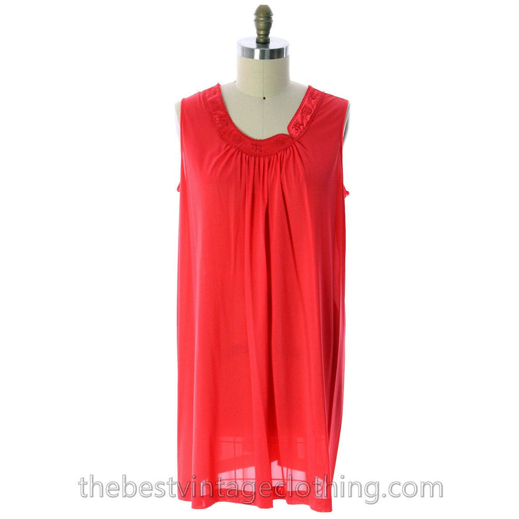 VTG Lorraine 3 PC Peignoir Hot Coral Nylon NWT Asian Influence 1950s Large lingerie The Best Vintage Clothing