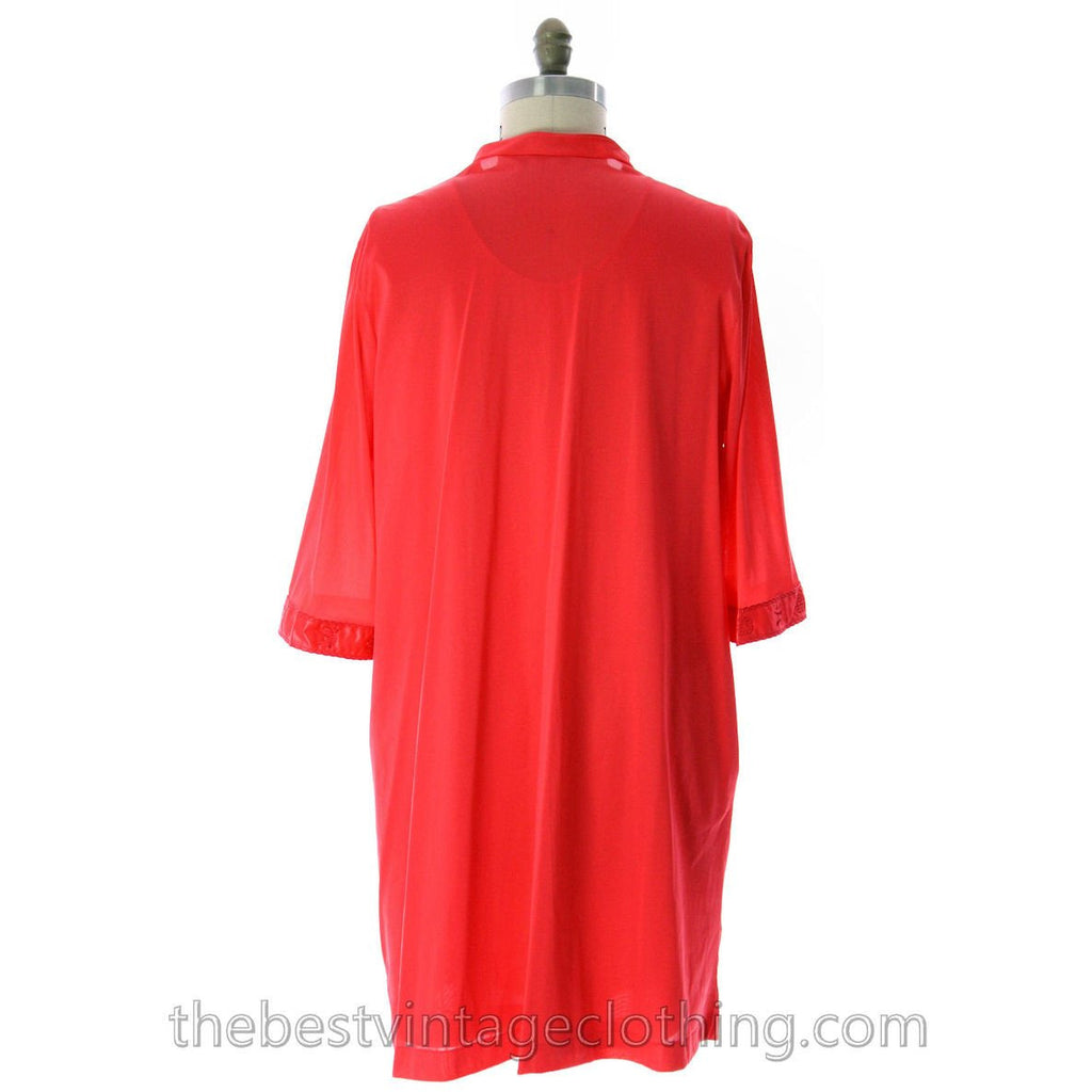 VTG Lorraine 3 PC Peignoir Hot Coral Nylon NWT Asian Influence 1950s Large lingerie The Best Vintage Clothing