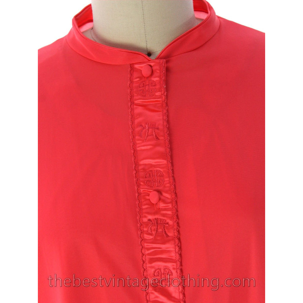 VTG Lorraine 3 PC Peignoir Hot Coral Nylon NWT Asian Influence 1950s Large lingerie The Best Vintage Clothing
