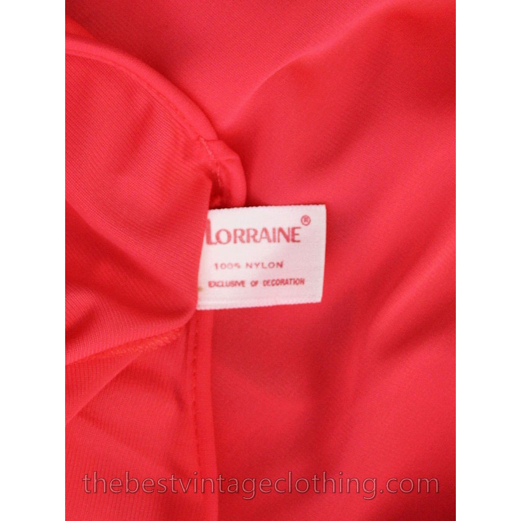 VTG Lorraine 3 PC Peignoir Hot Coral Nylon NWT Asian Influence 1950s Large lingerie The Best Vintage Clothing