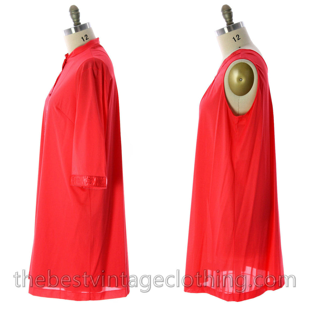 VTG Lorraine 3 PC Peignoir Hot Coral Nylon NWT Asian Influence 1950s Large lingerie The Best Vintage Clothing