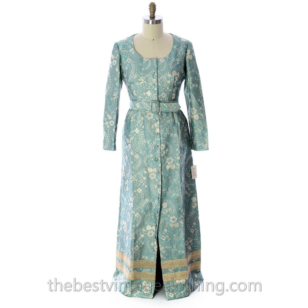 Harmay by St. AMOUR 1960's Ice Blue Metallic BROCADE Dress NWT L 44 Bust dress The Best Vintage Clothing
