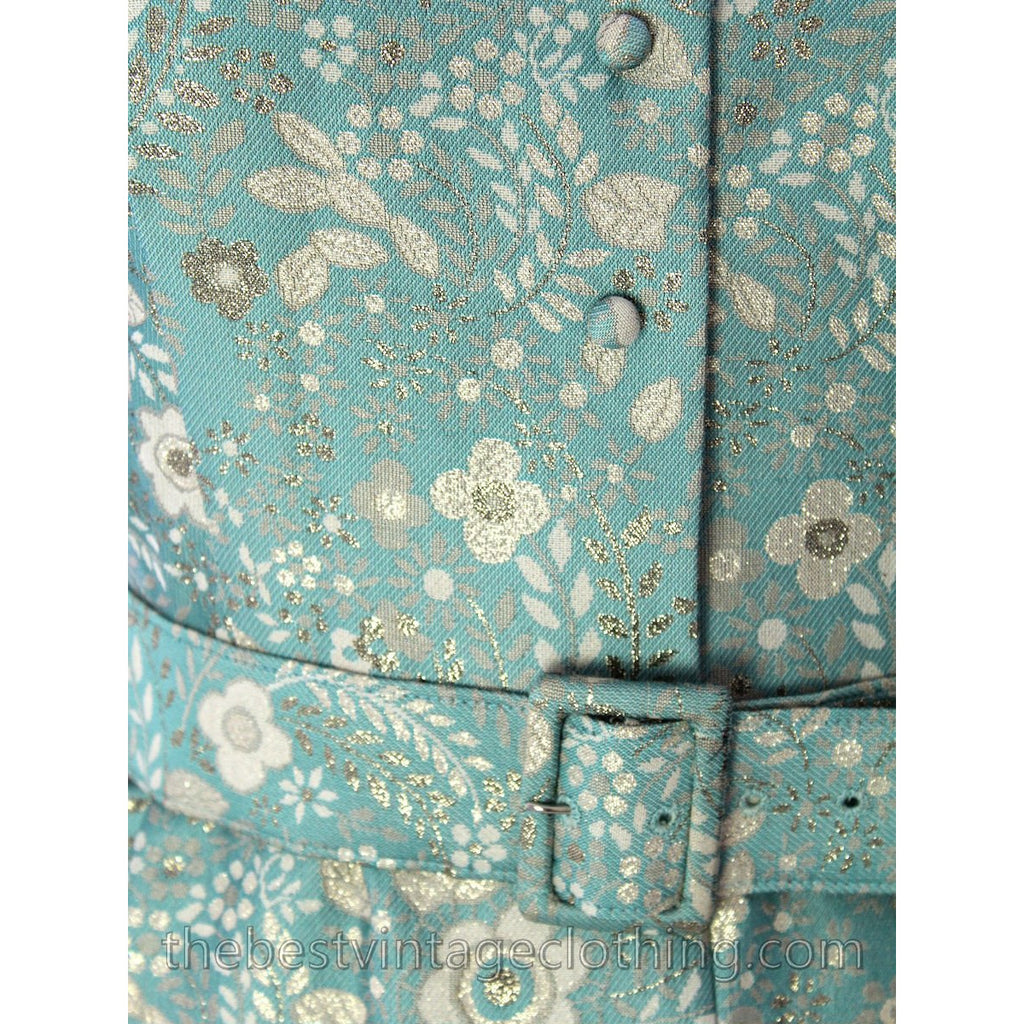 Harmay by St. AMOUR 1960's Ice Blue Metallic BROCADE Dress NWT L 44 Bust dress The Best Vintage Clothing