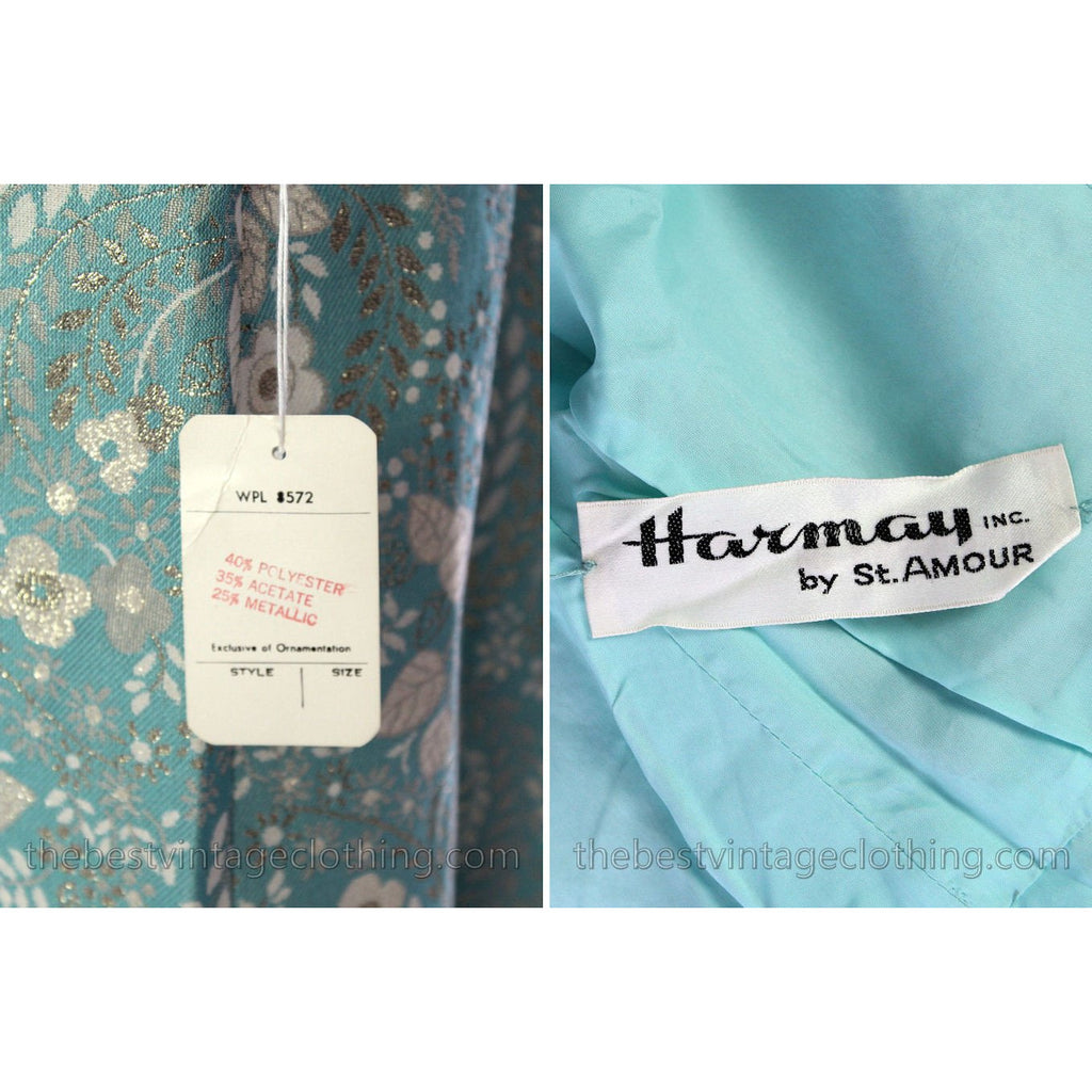 Harmay by St. AMOUR 1960's Ice Blue Metallic BROCADE Dress NWT L 44 Bust dress The Best Vintage Clothing