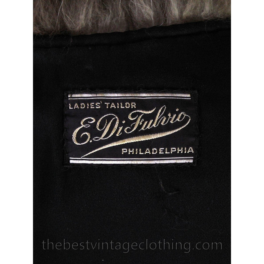 Silver Fox Coat Jacket Vintage 1940s Huge Shoulders Stunning Large E.DiFulvio Furrier coats The Best Vintage Clothing