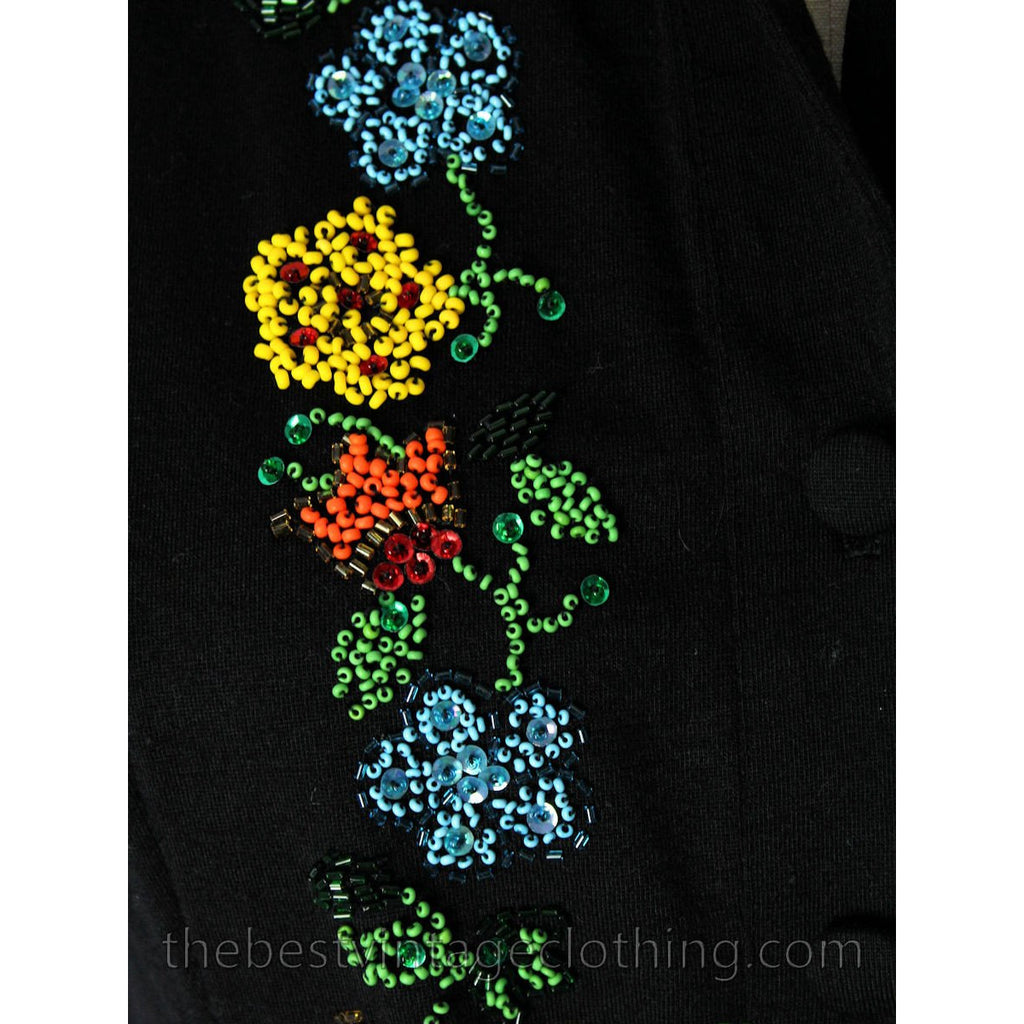 Luisa Spagnoli Vintage 50s RARE Dress Black Jersey Wool Beaded Shirt Dress Large VLV Rockabilly dress The Best Vintage Clothing