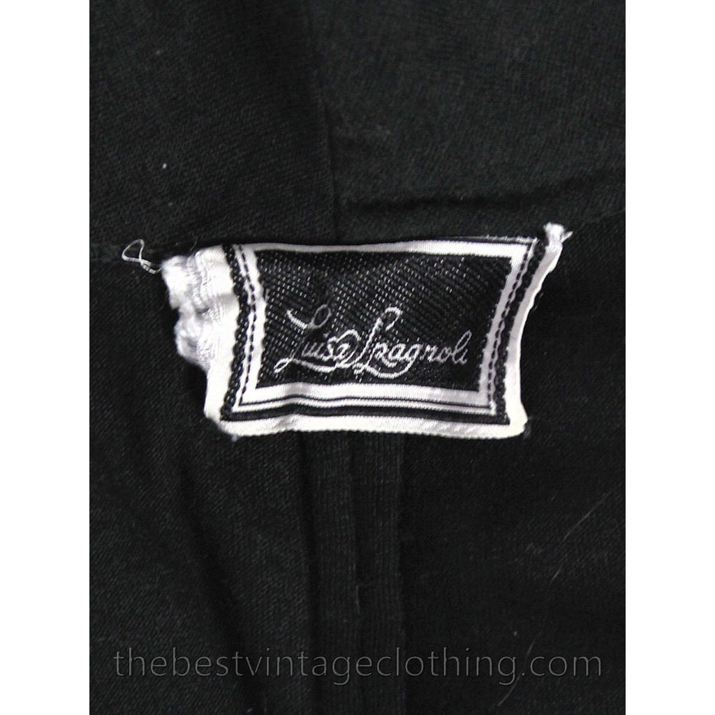 Luisa Spagnoli Vintage 50s RARE Dress Black Jersey Wool Beaded Shirt Dress Large VLV Rockabilly dress The Best Vintage Clothing
