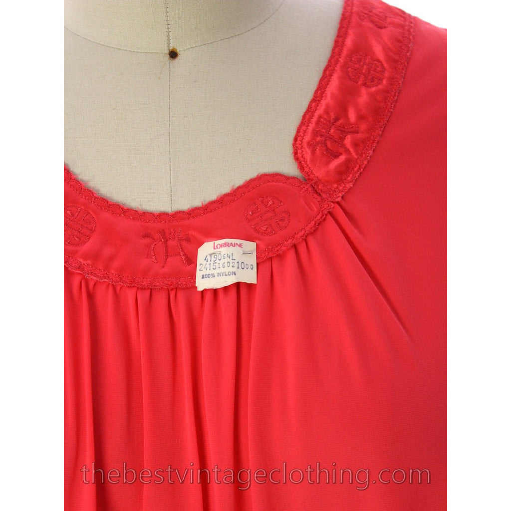 VTG Lorraine 3 PC Peignoir Hot Coral Nylon NWT Asian Influence 1950s Large lingerie The Best Vintage Clothing
