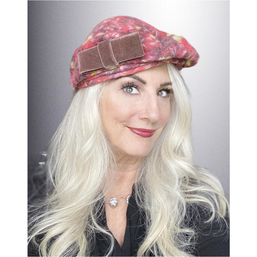 Vintage Ladies Hat Asymmetrical Printed Velvet Salmon Tones 1950S Hats The Best Vintage Clothing