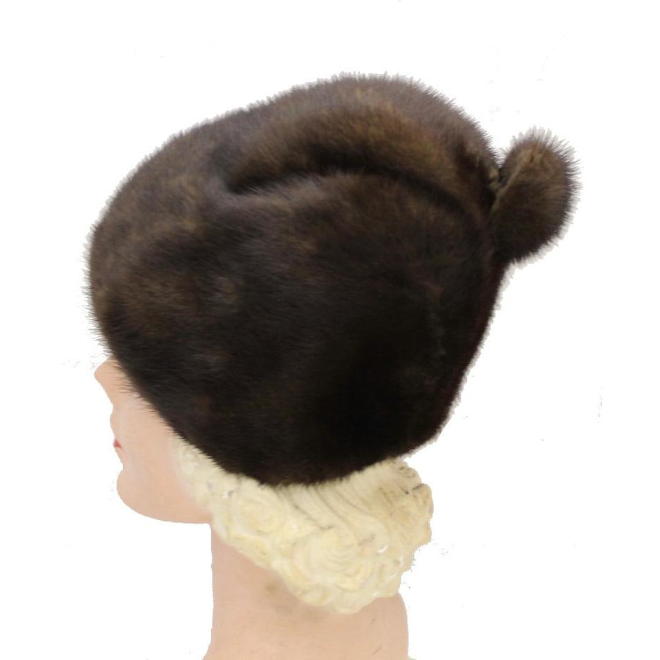 Vintage Mink Fur Hat Dark Brown Amrose New York 21 3/4" Cool Shape Near Mint 1960s Accessories The Best Vintage Clothing