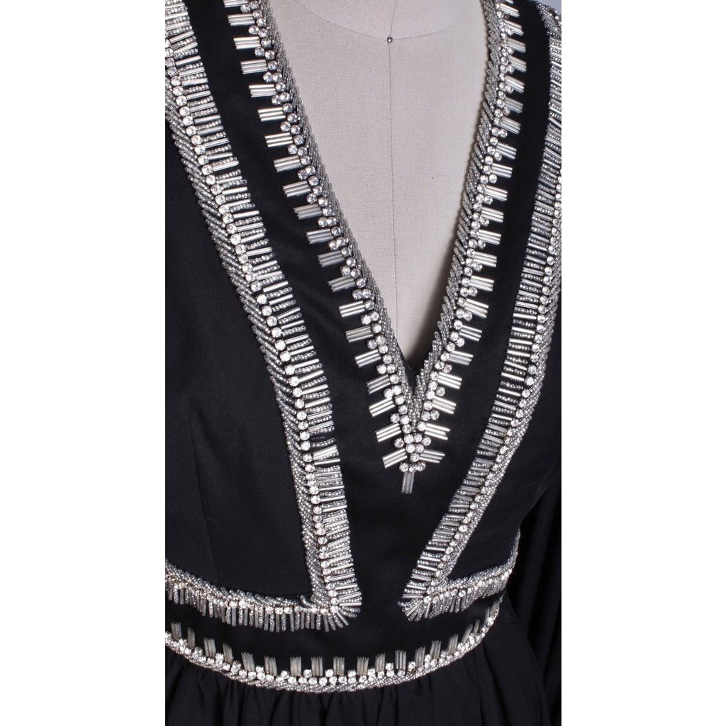 Vintage Cocktail Mini Dress LBD Black & Rhinestones Mini 1960s 34-28-Free S/M Women's The Best Vintage Clothing