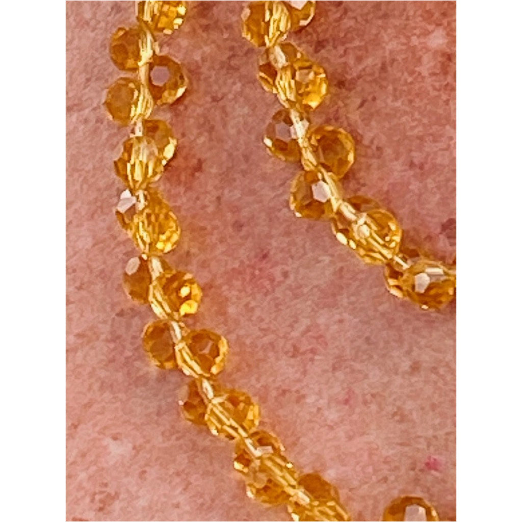 Vintage Yellow Amber Crystals Necklace 46" Extra Sparkly Downton Abbey Era Jewelry,Women's The Best Vintage Clothing