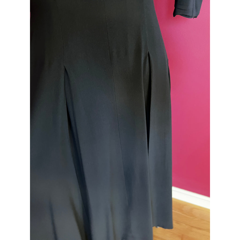 VTG 50s Jeanne Lanvin/Castillo Black Rayon Cocktail Dress Unique Sleev ...
