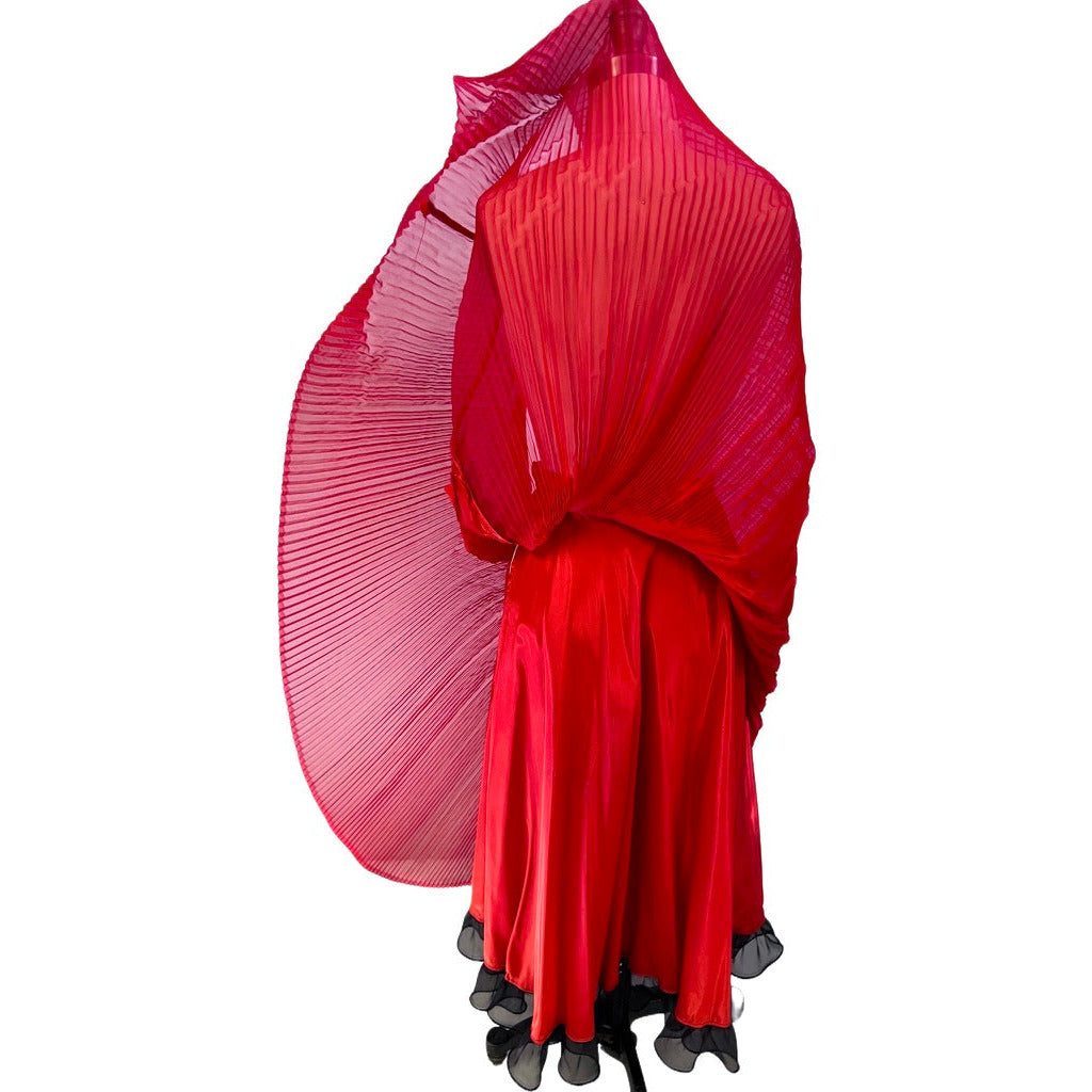 Vintage Skirt Red Pleated Nylon Chiffon 1940S Small 25" Waist Cart2cart The Best Vintage Clothing