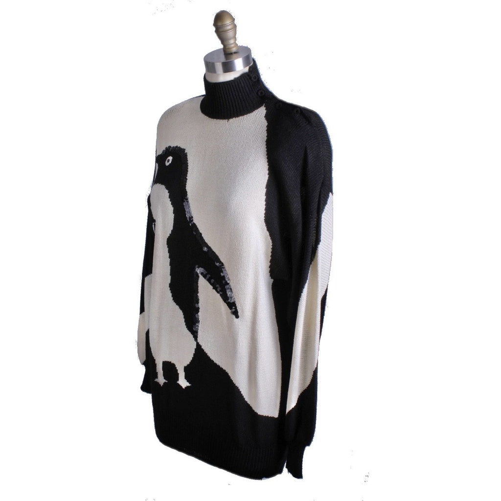 1980s Antonella Preve Penguin Sweater Tunic Womens S Vintage sweater The Best Vintage Clothing