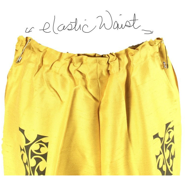 Vintage Tummey Hand Block Printed 1970s Pantsuit Yellow Tunic & Slacks S/M The Best Vintage Clothing