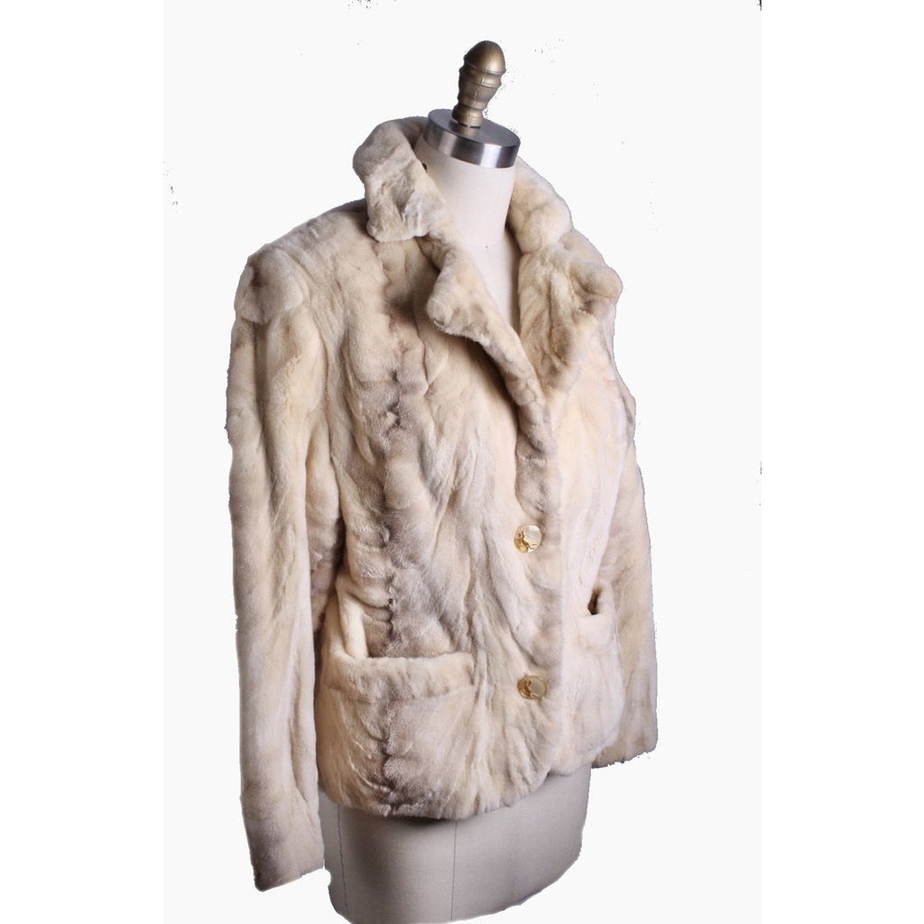 Mob Wife Vintage Chub Jacket Buttercream Colored Fur Short Sz S/M Creation Aphrodite coat The Best Vintage Clothing