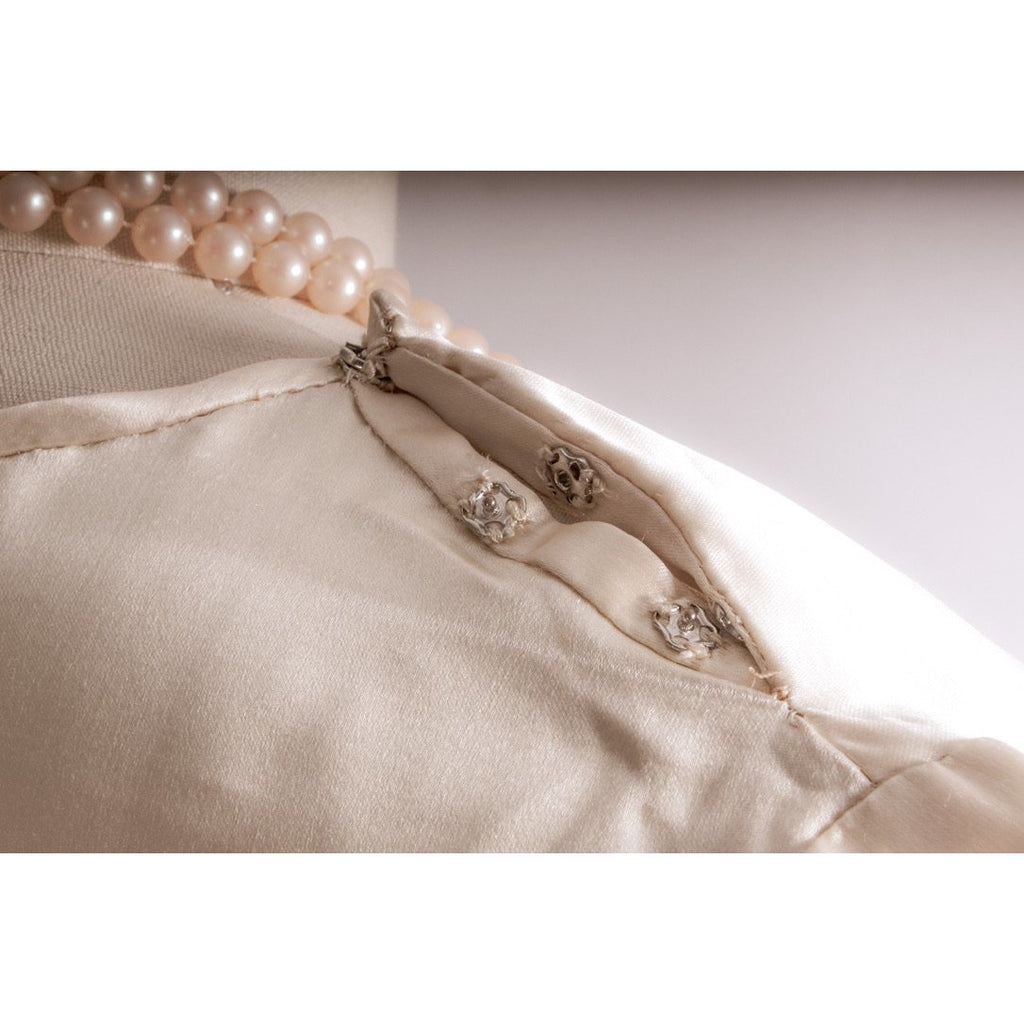 Antique 1920s Flapper Dress Simple Ivory Silk Satin Wedding 38"Bust- 38"Hips The Best Vintage Clothing