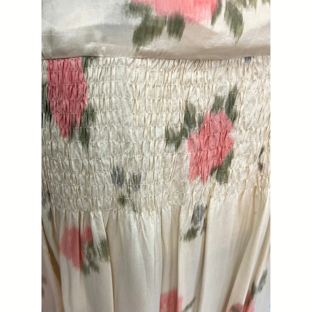 Vintage Printed Silk Watercolor Smocked Waist Tea Dress 1920s Rare Find 35-33-40 Women's,New Arrivals The Best Vintage Clothing