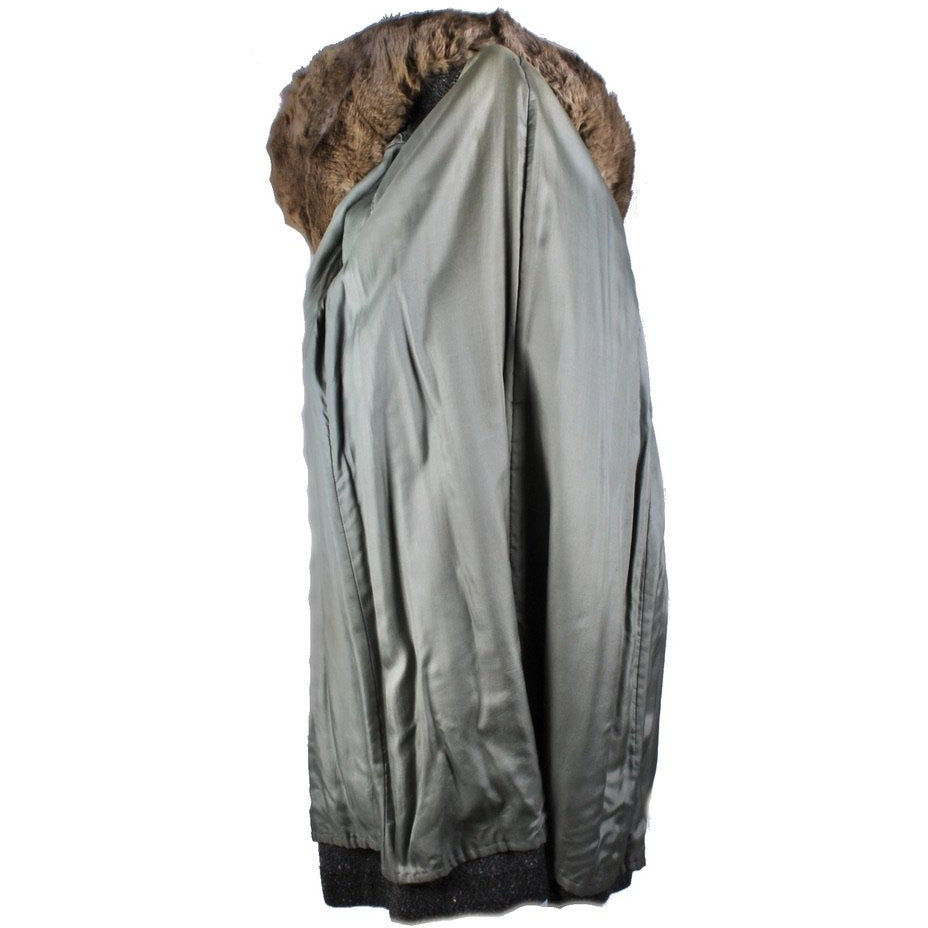 Womens 1920s Art Deco Coat Downton Miss Fisher Heavy Tweed Large Fur Trimmed The Best Vintage Clothing